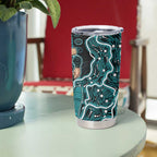 Brisbane Heat Cricket Mascot Tumbler Cup Aboriginal Dot Art Cyan And Black Tribal Pattern