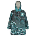 Brisbane Heat Cricket Mascot Wearable Blanket Hoodie Aboriginal Dot Art Cyan And Black Tribal Pattern
