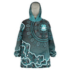 Brisbane Heat Cricket Mascot Wearable Blanket Hoodie Aboriginal Dot Art Cyan And Black Tribal Pattern