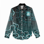 Brisbane Heat Cricket Mascot Women Casual Shirt Aboriginal Dot Art Cyan And Black Tribal Pattern