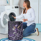 Hobart Hurricanes Cricket Mascot Laundry Basket Aboriginal Dot Art Purple And Black Tribal Pattern