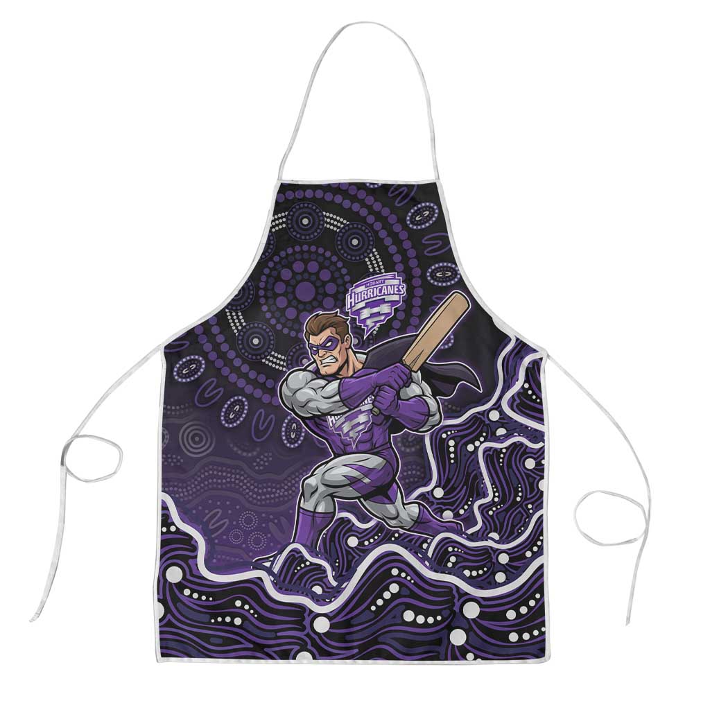 Hobart Hurricanes Cricket Mascot Apron Aboriginal Dot Art Purple And Black Tribal Pattern