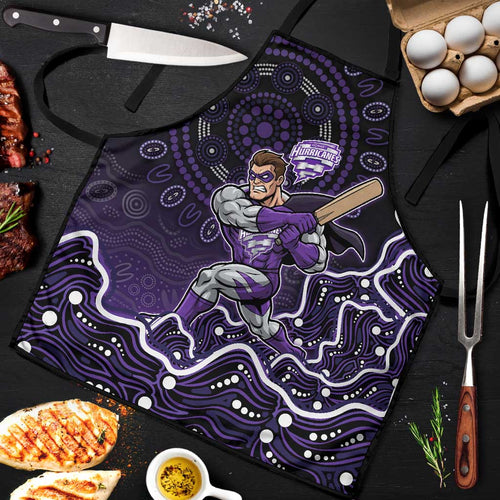 Hobart Hurricanes Cricket Mascot Apron Aboriginal Dot Art Purple And Black Tribal Pattern