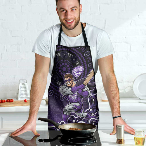 Hobart Hurricanes Cricket Mascot Apron Aboriginal Dot Art Purple And Black Tribal Pattern
