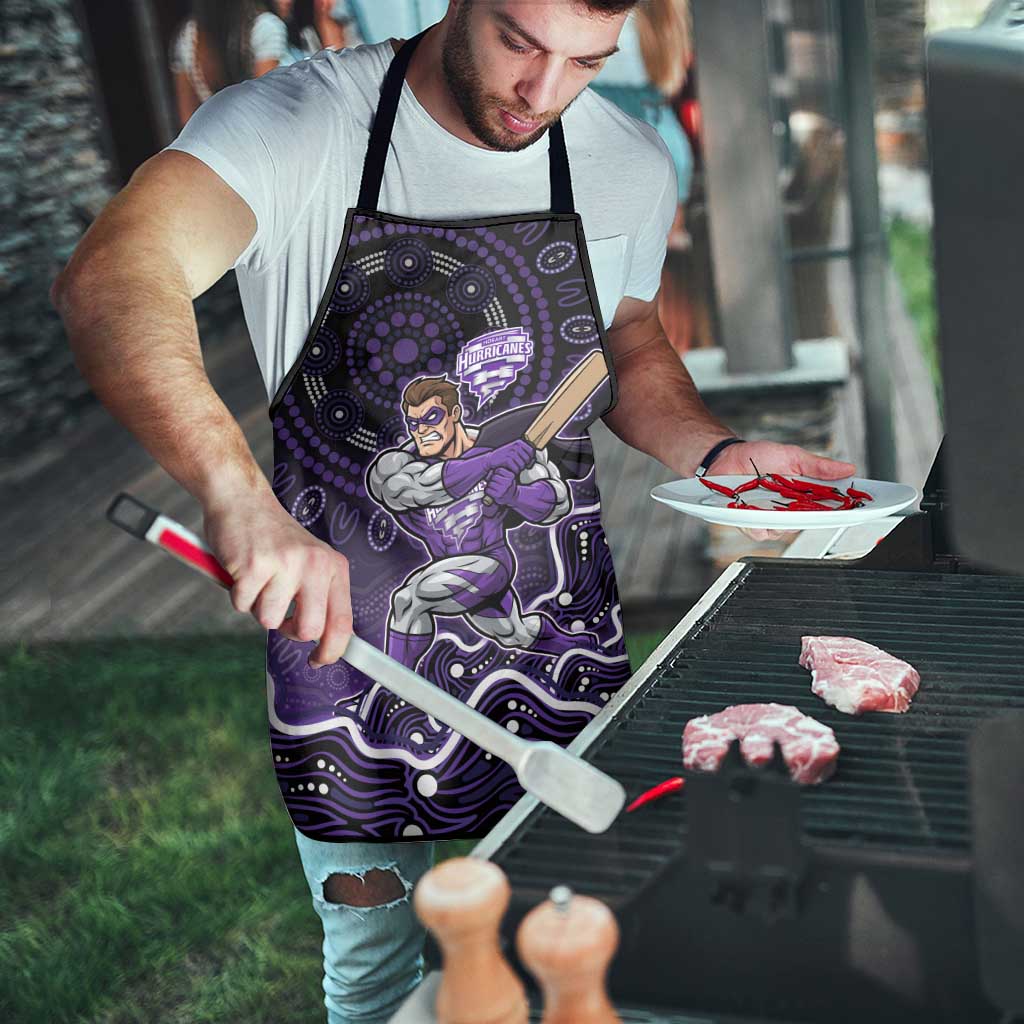 Hobart Hurricanes Cricket Mascot Apron Aboriginal Dot Art Purple And Black Tribal Pattern