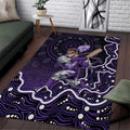 Hobart Hurricanes Cricket Mascot Area Rug Aboriginal Dot Art Purple And Black Tribal Pattern