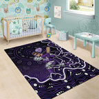 Hobart Hurricanes Cricket Mascot Area Rug Aboriginal Dot Art Purple And Black Tribal Pattern