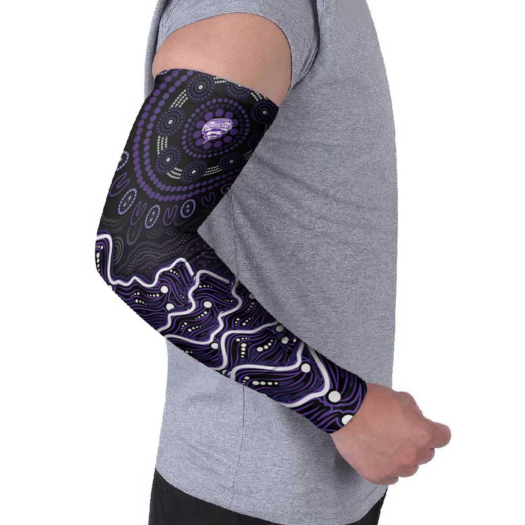 Hobart Hurricanes Cricket Mascot Arm Sleeves Aboriginal Dot Art Purple And Black Tribal Pattern