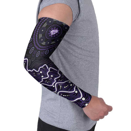 Hobart Hurricanes Cricket Mascot Arm Sleeves Aboriginal Dot Art Purple And Black Tribal Pattern