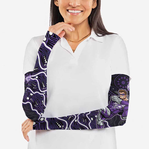 Hobart Hurricanes Cricket Mascot Arm Sleeves Aboriginal Dot Art Purple And Black Tribal Pattern