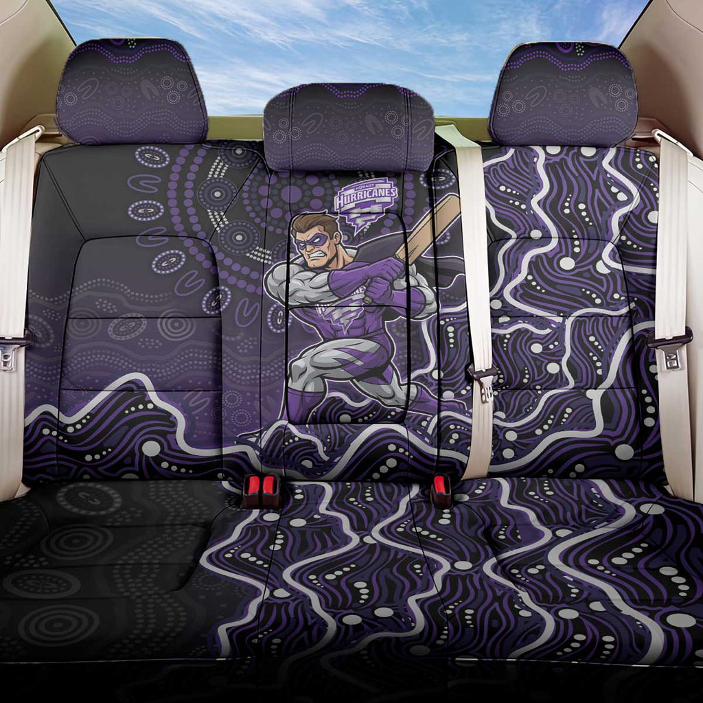 Hobart Hurricanes Cricket Mascot Back Car Seat Cover Aboriginal Dot Art Purple And Black Tribal Pattern