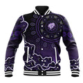 Hobart Hurricanes Cricket Mascot Baseball Jacket Aboriginal Dot Art Purple And Black Tribal Pattern