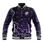 Hobart Hurricanes Cricket Mascot Baseball Jacket Aboriginal Dot Art Purple And Black Tribal Pattern