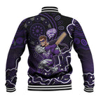 Hobart Hurricanes Cricket Mascot Baseball Jacket Aboriginal Dot Art Purple And Black Tribal Pattern