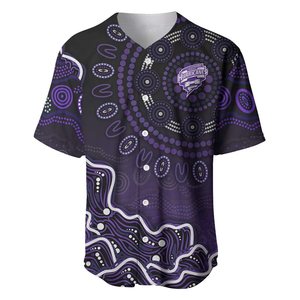 Hobart Hurricanes Cricket Mascot Baseball Jersey Aboriginal Dot Art Purple And Black Tribal Pattern