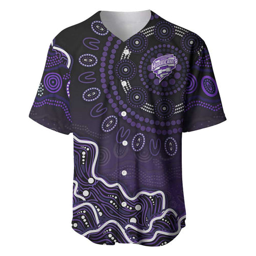 Hobart Hurricanes Cricket Mascot Baseball Jersey Aboriginal Dot Art Purple And Black Tribal Pattern