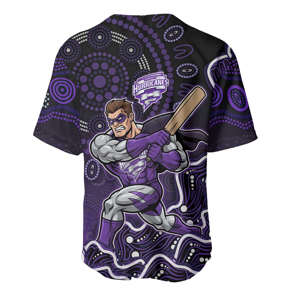 Hobart Hurricanes Cricket Mascot Baseball Jersey Aboriginal Dot Art Purple And Black Tribal Pattern