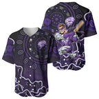 Hobart Hurricanes Cricket Mascot Baseball Jersey Aboriginal Dot Art Purple And Black Tribal Pattern