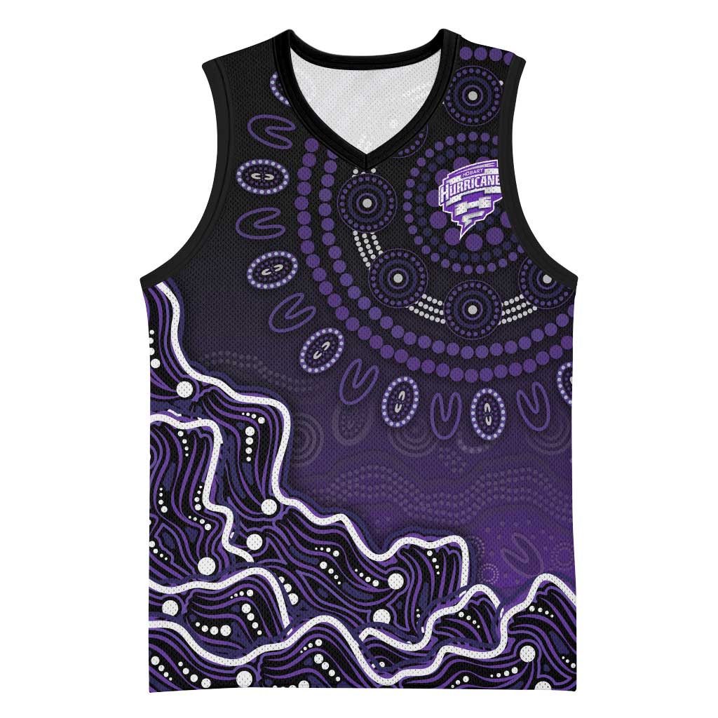 Hobart Hurricanes Cricket Mascot Basketball Jersey Aboriginal Dot Art Purple And Black Tribal Pattern