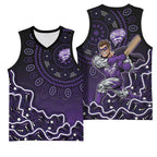 Hobart Hurricanes Cricket Mascot Basketball Jersey Aboriginal Dot Art Purple And Black Tribal Pattern