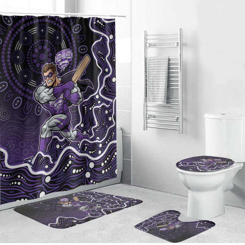 Hobart Hurricanes Cricket Mascot Bathroom Set Aboriginal Dot Art Purple And Black Tribal Pattern