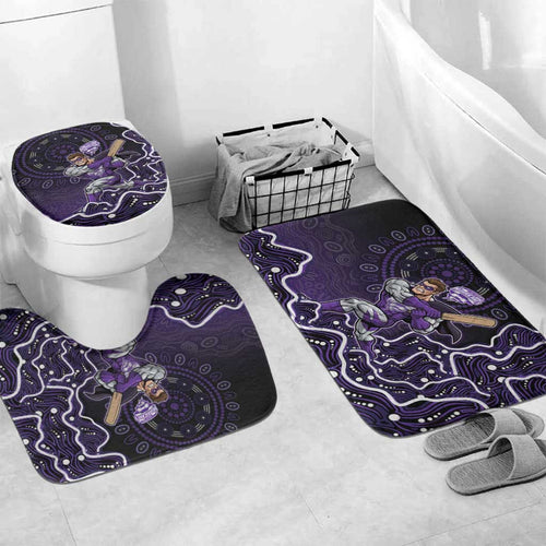 Hobart Hurricanes Cricket Mascot Bathroom Set Aboriginal Dot Art Purple And Black Tribal Pattern