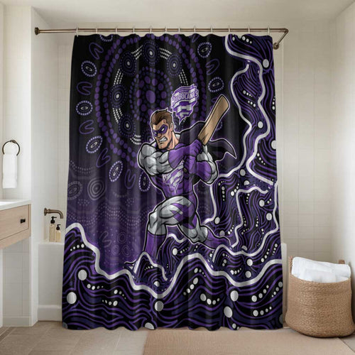 Hobart Hurricanes Cricket Mascot Bathroom Set Aboriginal Dot Art Purple And Black Tribal Pattern
