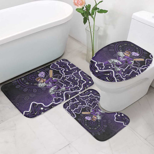 Hobart Hurricanes Cricket Mascot Bathroom Set Aboriginal Dot Art Purple And Black Tribal Pattern