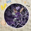 Hobart Hurricanes Cricket Mascot Beach Blanket Aboriginal Dot Art Purple And Black Tribal Pattern