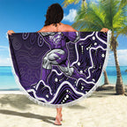 Hobart Hurricanes Cricket Mascot Beach Blanket Aboriginal Dot Art Purple And Black Tribal Pattern