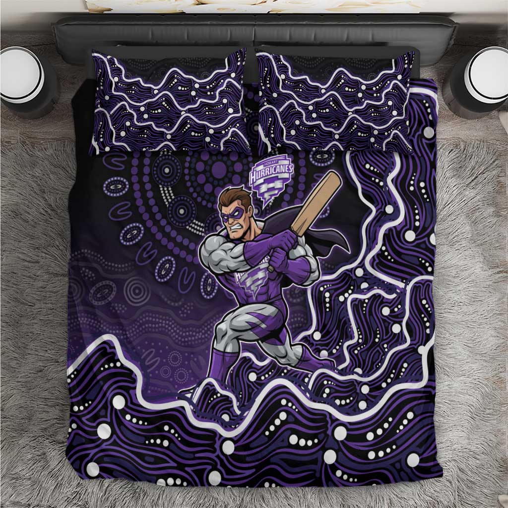 Hobart Hurricanes Cricket Mascot Bedding Set Aboriginal Dot Art Purple And Black Tribal Pattern