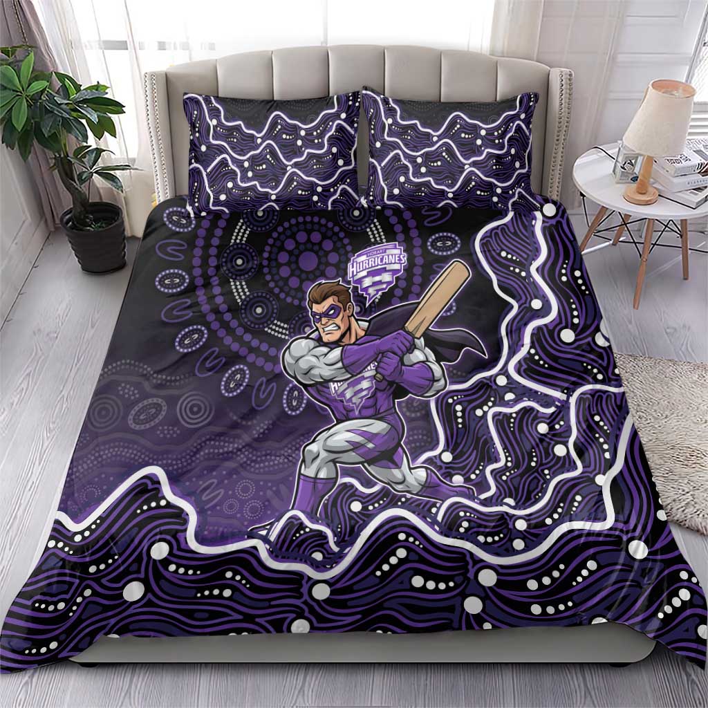 Hobart Hurricanes Cricket Mascot Bedding Set Aboriginal Dot Art Purple And Black Tribal Pattern
