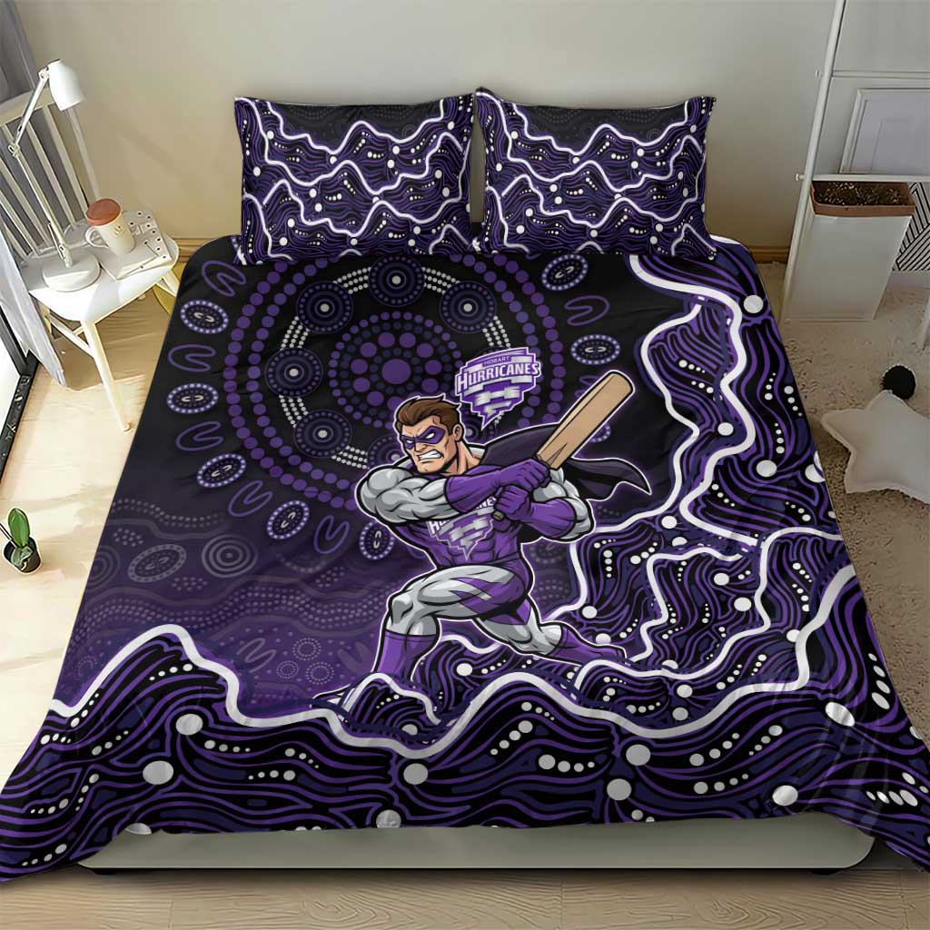 Hobart Hurricanes Cricket Mascot Bedding Set Aboriginal Dot Art Purple And Black Tribal Pattern