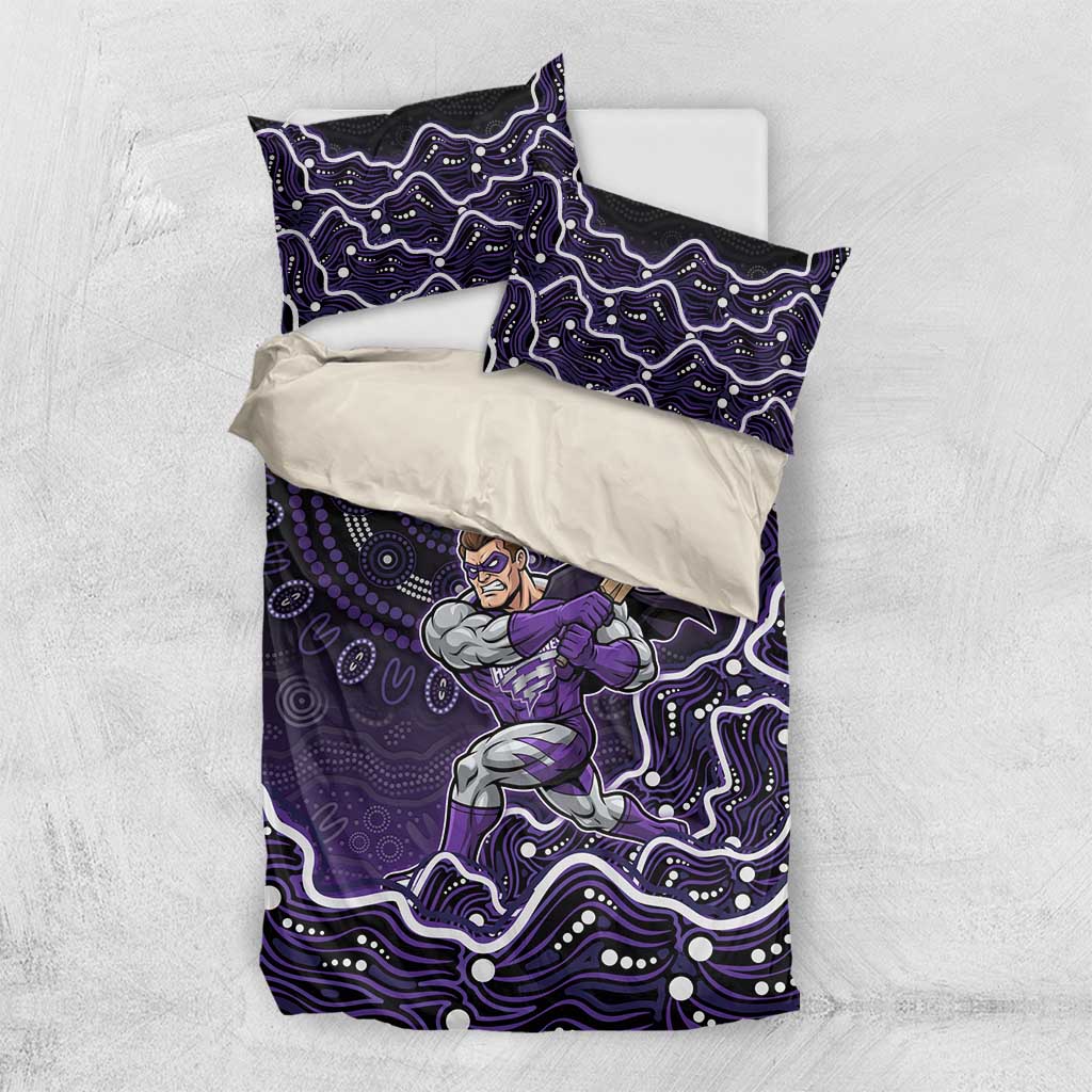 Hobart Hurricanes Cricket Mascot Bedding Set Aboriginal Dot Art Purple And Black Tribal Pattern