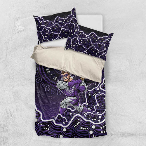 Hobart Hurricanes Cricket Mascot Bedding Set Aboriginal Dot Art Purple And Black Tribal Pattern