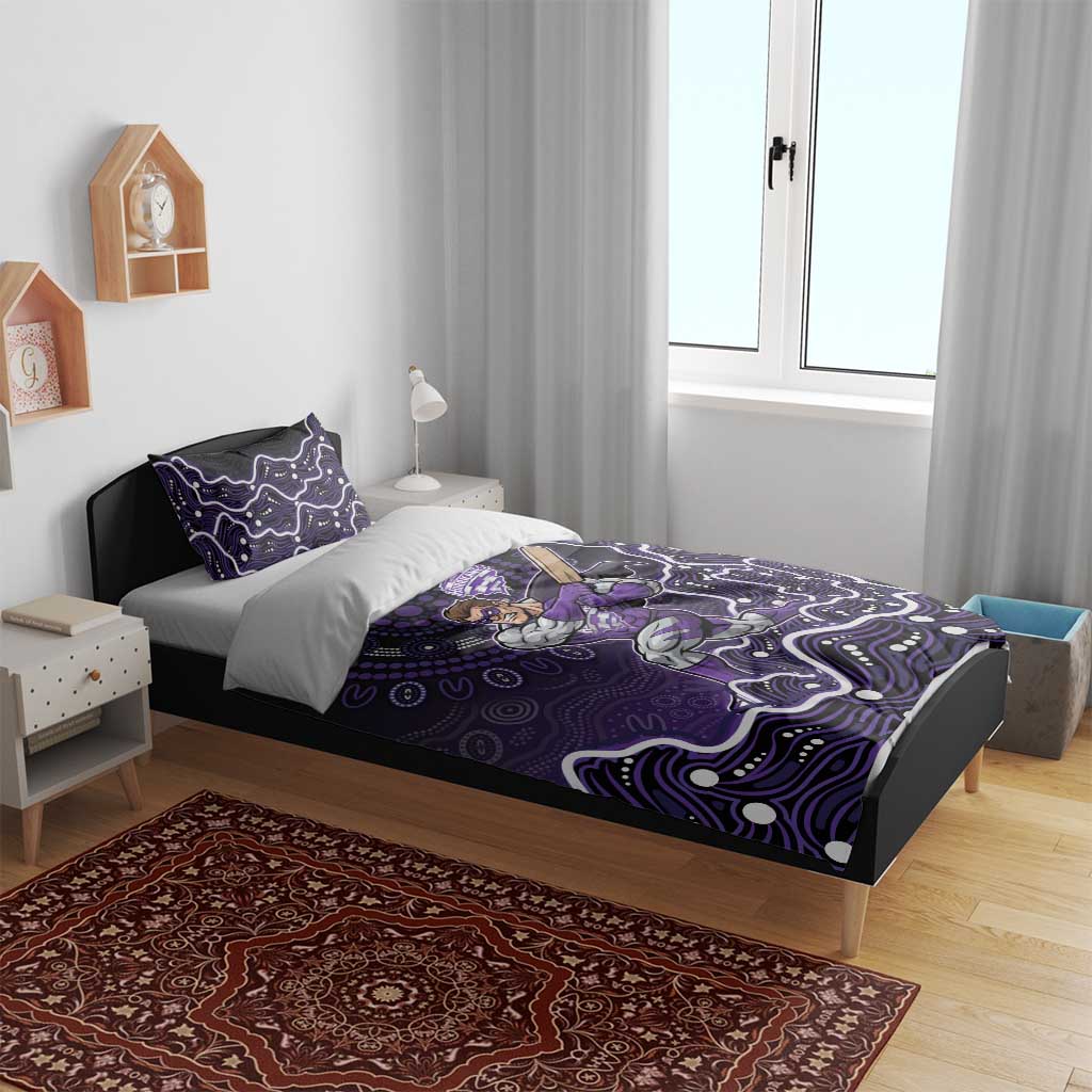 Hobart Hurricanes Cricket Mascot Bedding Set Aboriginal Dot Art Purple And Black Tribal Pattern