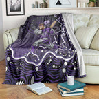Hobart Hurricanes Cricket Mascot Blanket Aboriginal Dot Art Purple And Black Tribal Pattern