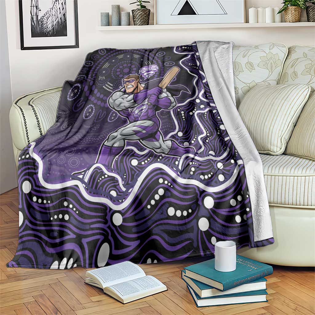 Hobart Hurricanes Cricket Mascot Blanket Aboriginal Dot Art Purple And Black Tribal Pattern