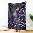 Hobart Hurricanes Cricket Mascot Blanket Aboriginal Dot Art Purple And Black Tribal Pattern