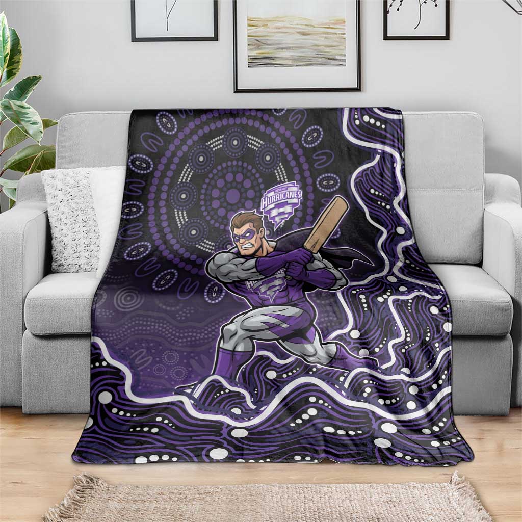 Hobart Hurricanes Cricket Mascot Blanket Aboriginal Dot Art Purple And Black Tribal Pattern