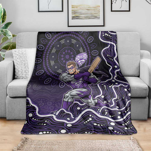Hobart Hurricanes Cricket Mascot Blanket Aboriginal Dot Art Purple And Black Tribal Pattern