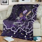 Hobart Hurricanes Cricket Mascot Blanket Aboriginal Dot Art Purple And Black Tribal Pattern