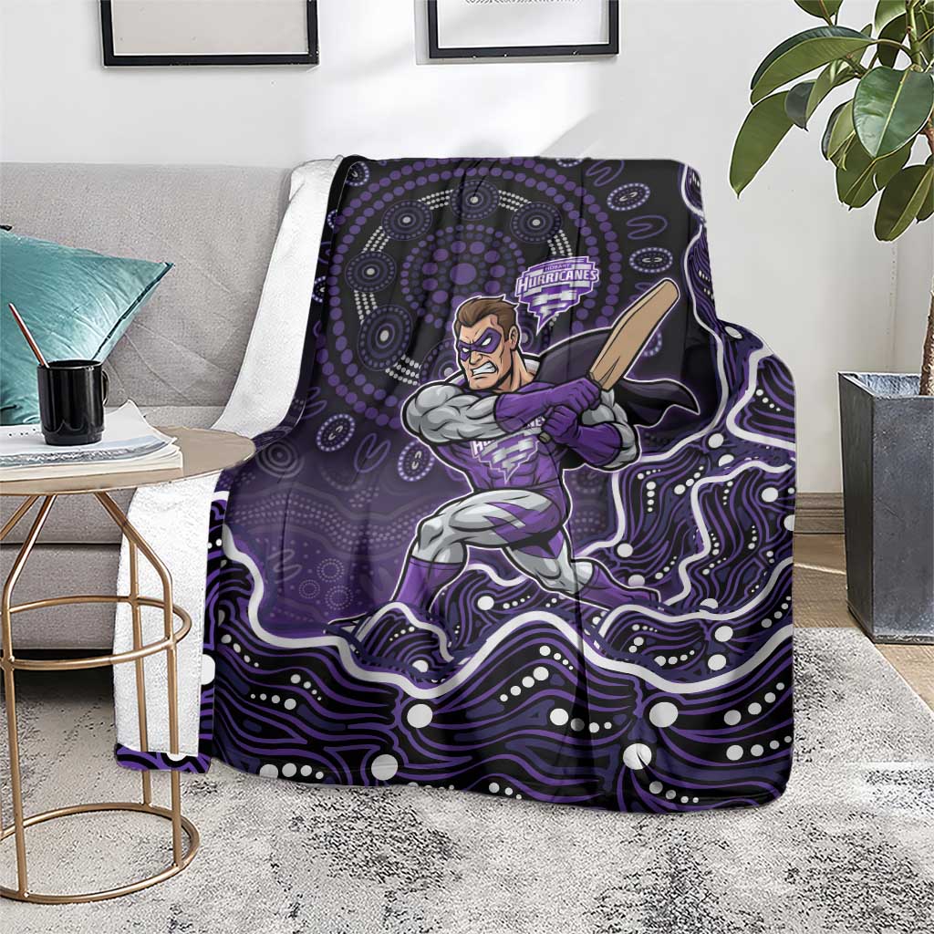 Hobart Hurricanes Cricket Mascot Blanket Aboriginal Dot Art Purple And Black Tribal Pattern