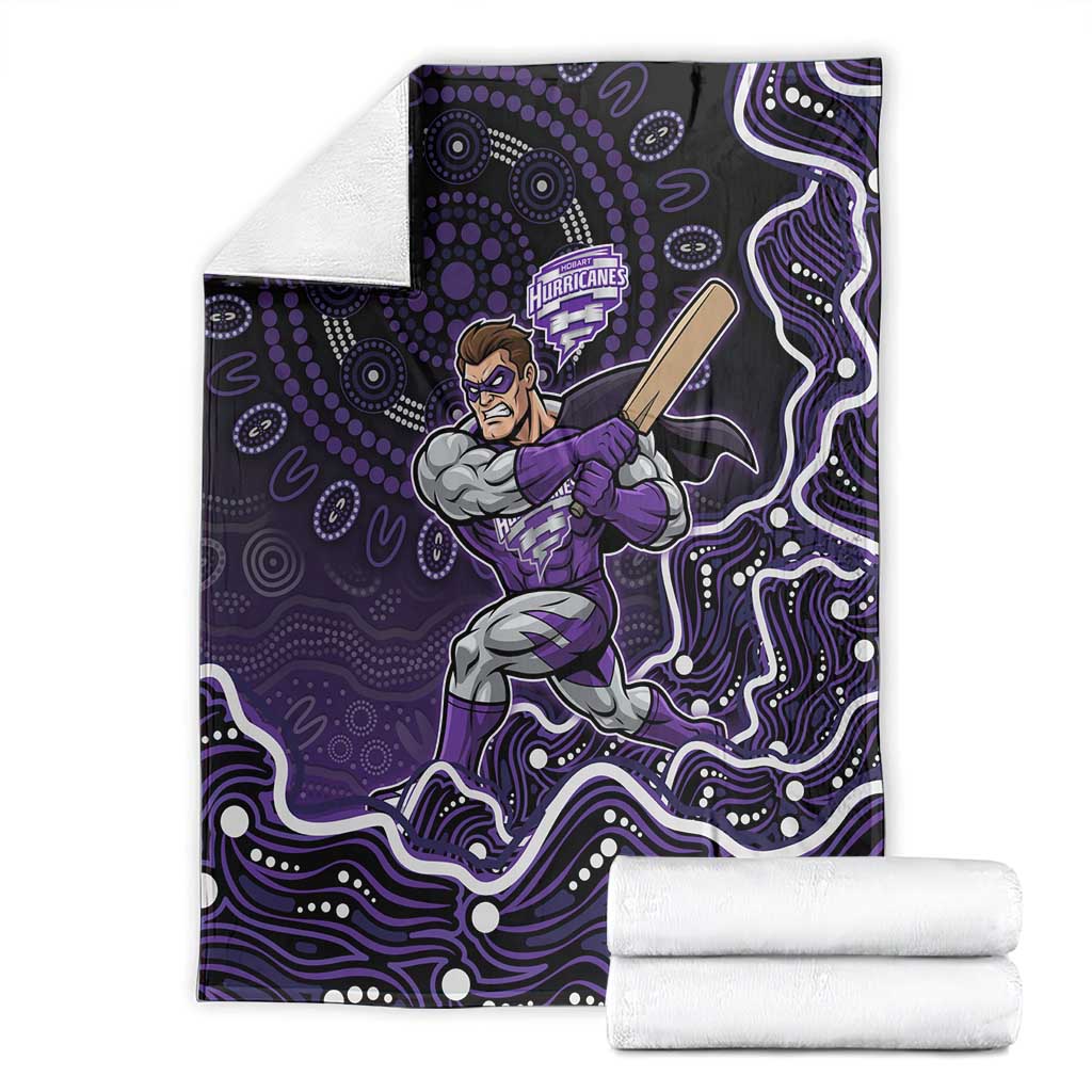 Hobart Hurricanes Cricket Mascot Blanket Aboriginal Dot Art Purple And Black Tribal Pattern