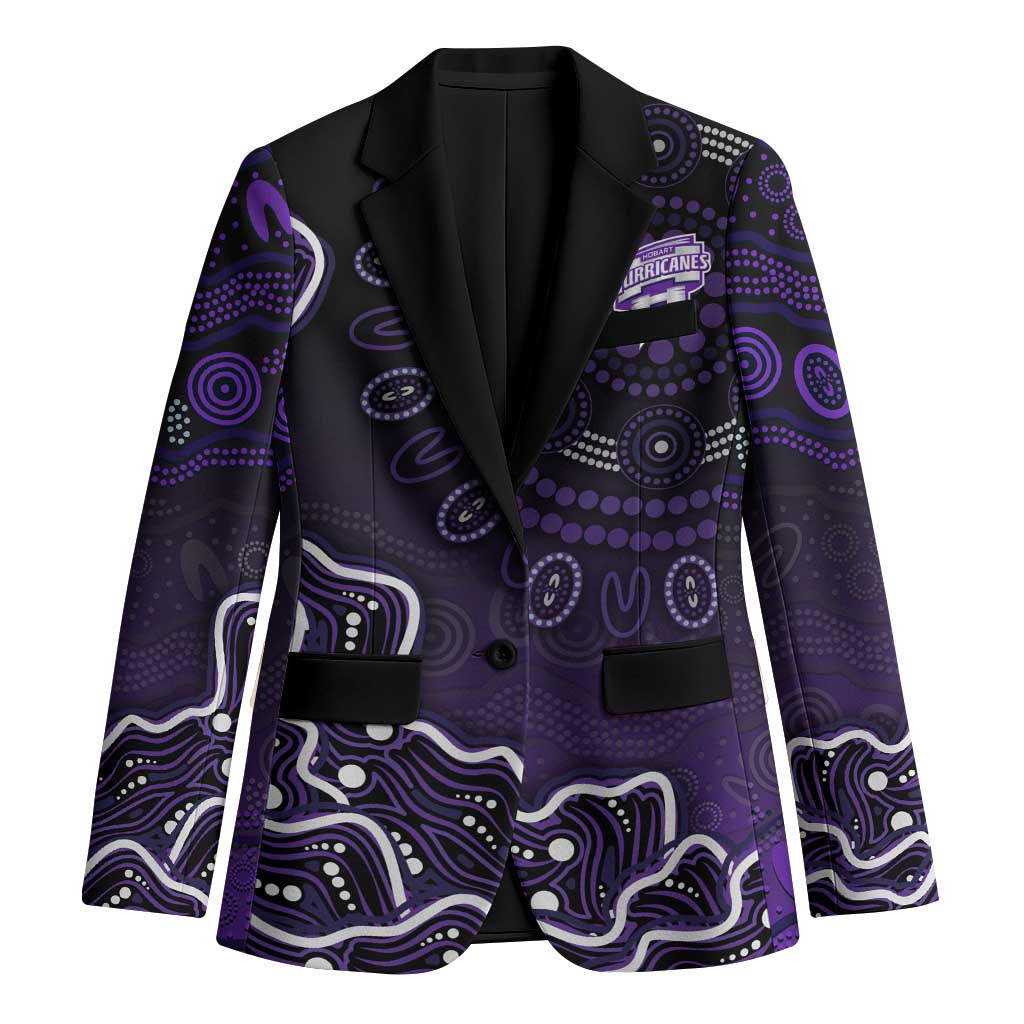 Hobart Hurricanes Cricket Mascot Blazer Aboriginal Dot Art Purple And Black Tribal Pattern