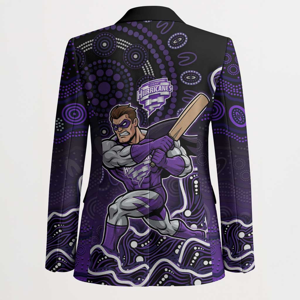 Hobart Hurricanes Cricket Mascot Blazer Aboriginal Dot Art Purple And Black Tribal Pattern