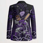 Hobart Hurricanes Cricket Mascot Blazer Aboriginal Dot Art Purple And Black Tribal Pattern
