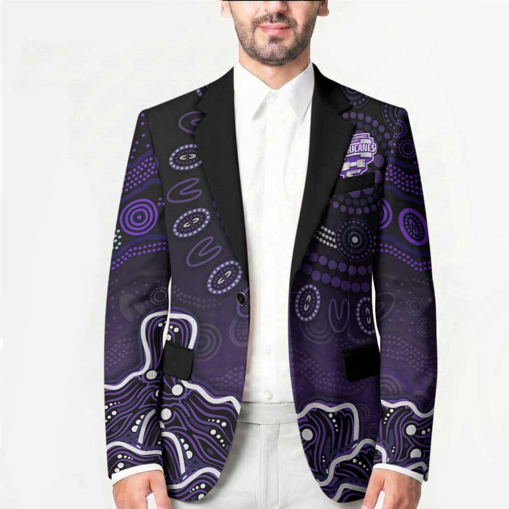 Hobart Hurricanes Cricket Mascot Blazer Aboriginal Dot Art Purple And Black Tribal Pattern