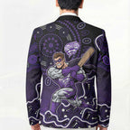 Hobart Hurricanes Cricket Mascot Blazer Aboriginal Dot Art Purple And Black Tribal Pattern