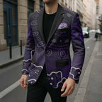 Hobart Hurricanes Cricket Mascot Blazer Aboriginal Dot Art Purple And Black Tribal Pattern